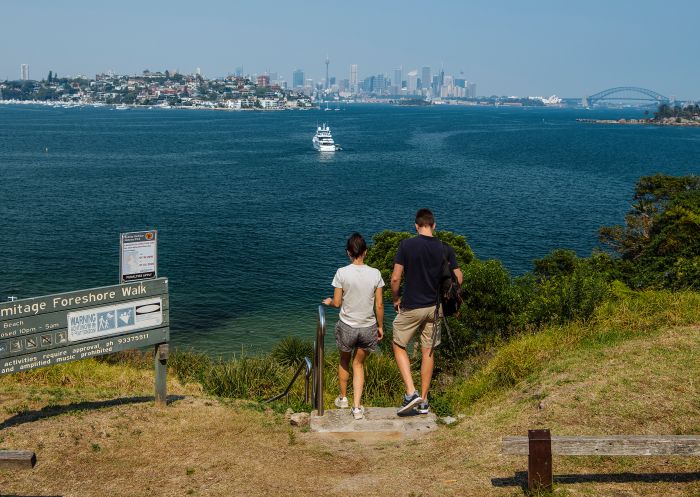 Hermitage Foreshore Walk, Vaucluse Couple enjoying scenic views across Sydney Harbour along the Hermitage Foreshore Walk, Vaucluse