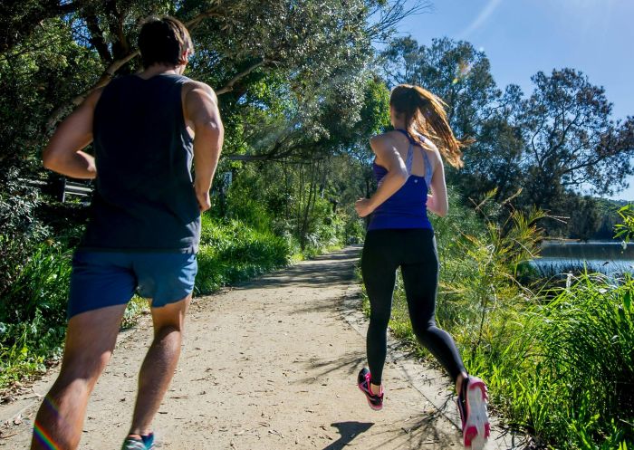 Narrabeen Lagoon, Narrabeen - Credit: Northern Beaches Council Couple running around Narrabeen Lagoon, Narrabeen