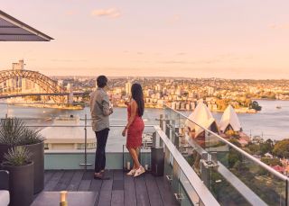 Couple enjoying view from The Aster Bar at The Intercontinental, Sydney