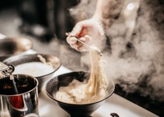 Steaming bowl of ramen at RaRa Ramen, Redfern 