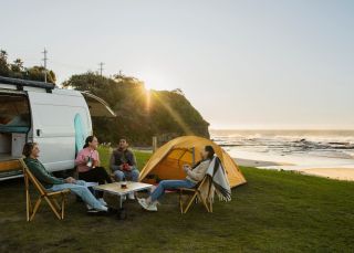 Friends with a campervan at Coledale Beach, Thirroul