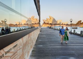 Couple enjoying a walk at the Park Hyatt, The Rocks