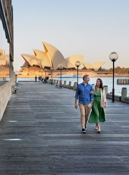 Couple enjoying a walk at the Park Hyatt, The Rocks