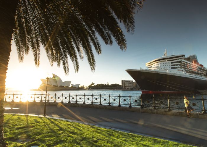 Queen Mary 2 cruiseship in Sydney Harbour, Dawes Point