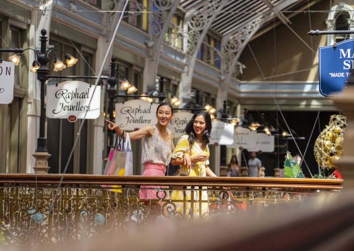 Friends enjoying a day of shopping at The Strand Arcade, Sydney City