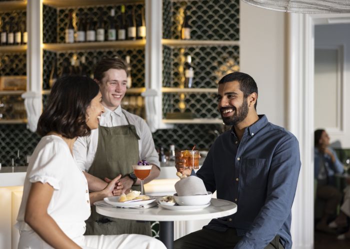 Guests enjoying drinks at Allan Grammar wine bar, Penrith