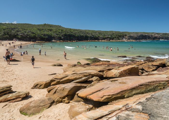 Crowds enjoying Wattamolla Beach in the Royal National Park