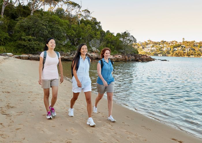 Friends enjoying the walk from Spit Bridge to Manly, Clontarf Beach