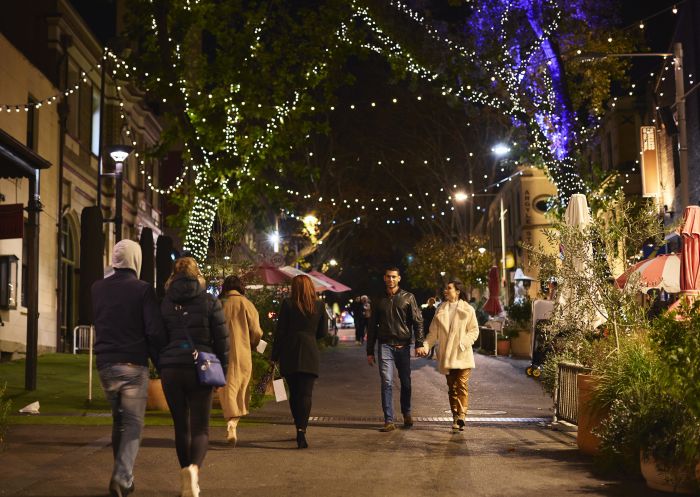 The Rocks streetscape at night