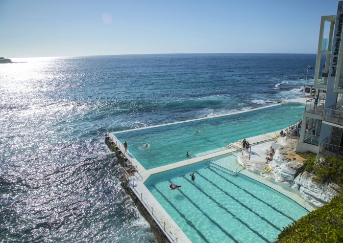 A view of Bondi Icebergs from above at Sydney's Bondi Beach