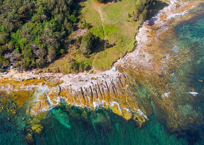 Aerial overlooking Kamay Botany Bay National Park, Kurnell