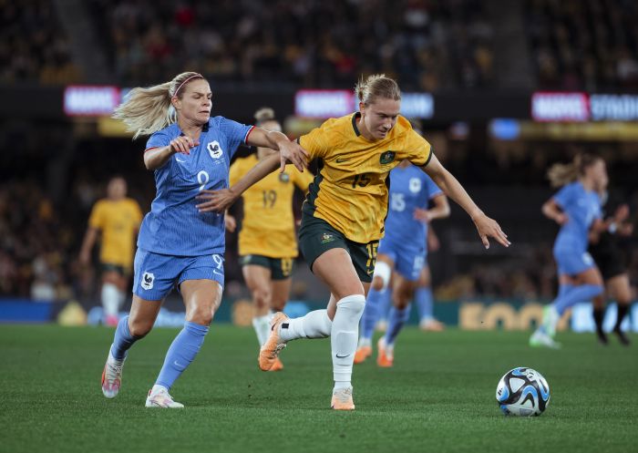 Clare Hunt during the Commbank Matildas vs Taipei match - Credit: Tiffany Williams