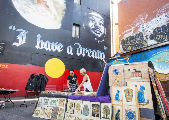 I Have a Dream mural by artists Andrew Aitken and Julie Prior on King Street, Newtown