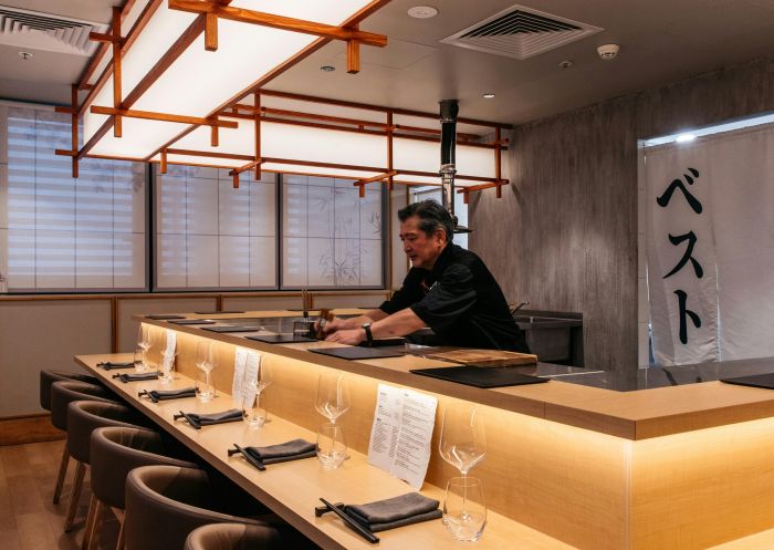 Chef in the traditional Japanese Omakase restaurant Besuto, Ciruclar Quay