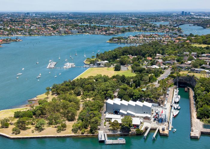 Aerial view of the harbour and parklands at Woolwich Dock and Parklands, Woolwich