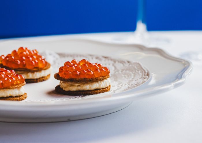 Salmon roe and egg sandwich at Ursula's, Paddington