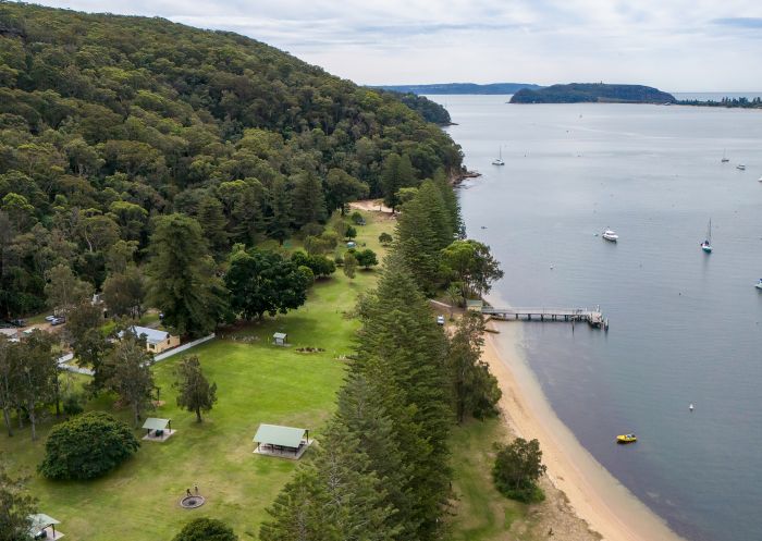 Aerial view of The Basin campground, Ku-Ring-Gai Chase National Park