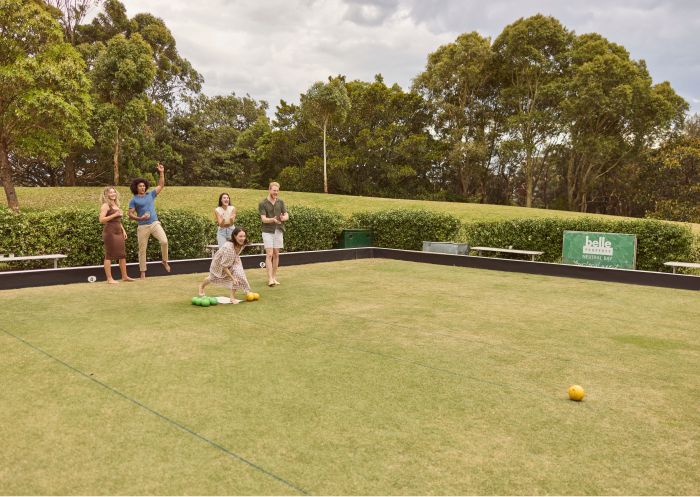 Group of people bowling outdoors at The Greens in North Sydney