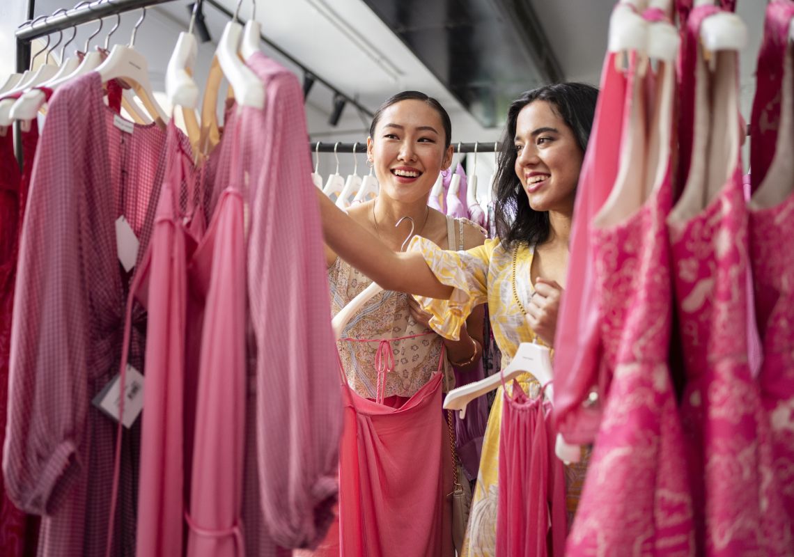 Friends enjoying a day of shopping at The Strand Arcade in Sydney CBD