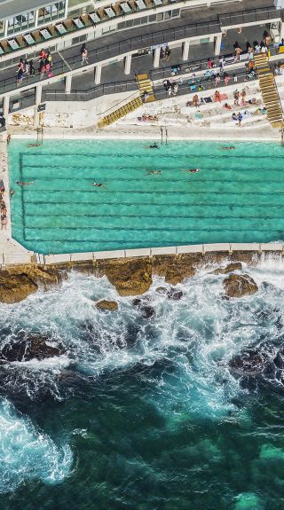 Aerial of Bondi Icebergs, Sydney