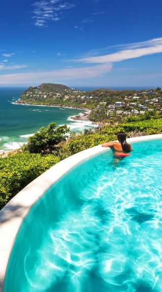 Scenic views from Jonah's Restaurant and Boutique Hotelpool, Whale Beach, Sydney