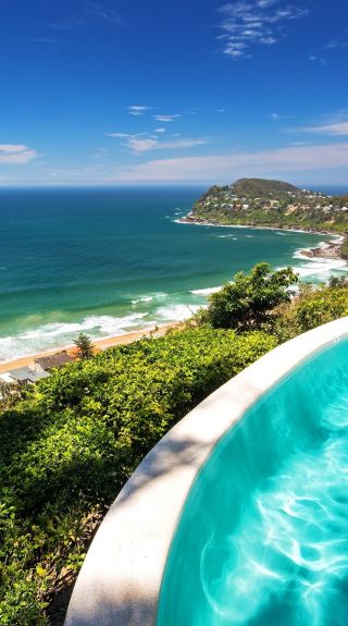 Scenic views from Jonah's Restaurant and Boutique Hotelpool, Whale Beach, Sydney