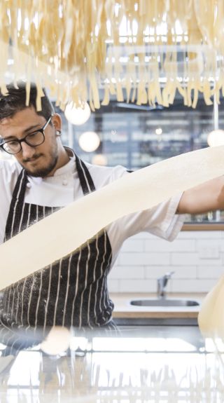 Chef at Flour Eggs Water in Tramsheds, Forest Lodge