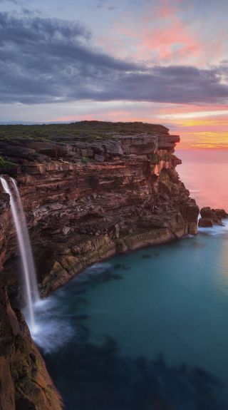 Sunrise at Curracurrong Falls and Eagle Rock in the Royal National Park, Sydney