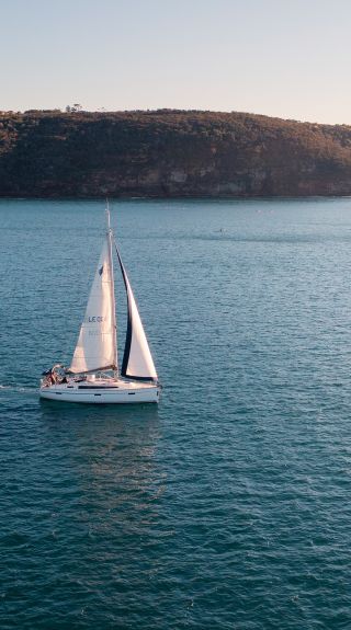 Yacht sailing through North Harbour, Sydney