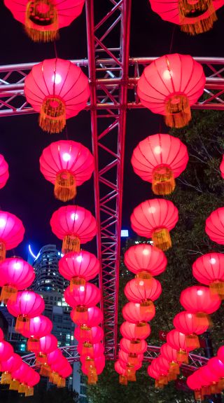 Beautiful street with Chinese lanterns, Celebrating Chinese New