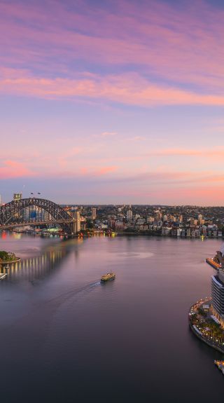 Sun rising over Circular Quay