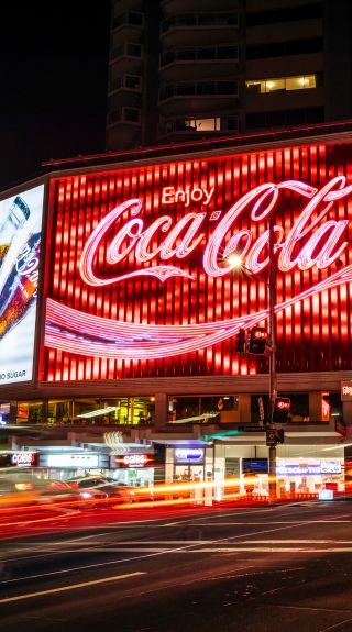 The iconic Coca-Cola LED billboard, Kings Cross