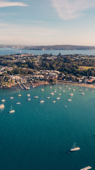 Aerial overlooking Watsons Bay, Sydney