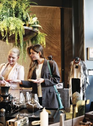 Friends enjoying a day of shopping at Becker Minty in Potts Point, Sydney City