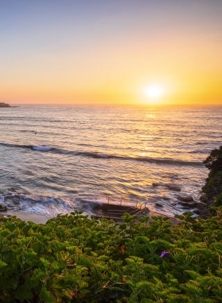 Morning sun rising over Bondi Beach, Sydney