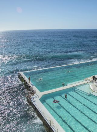 A view of Bondi Icebergs from above at Sydney's Bondi Beach