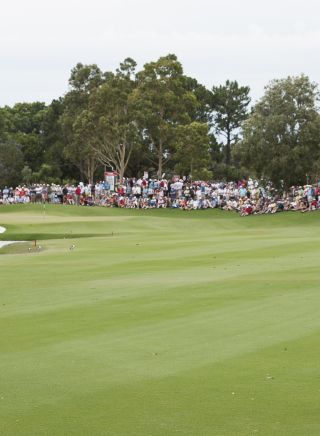 Jordan Spieth plays his approach at the Australian Open Golf 2014, Sydney