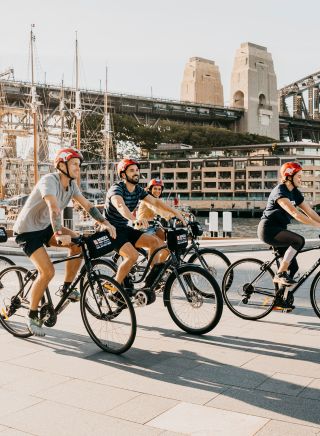 People enjoying Bonza Bike Tours, The Rocks