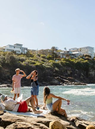 Friends enjoying Gordons Bay, Coogee