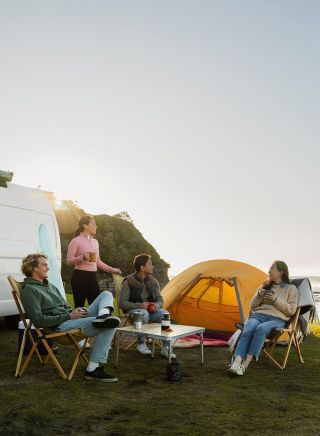 Friends with a campervan at Coledale Beach, Thirroul