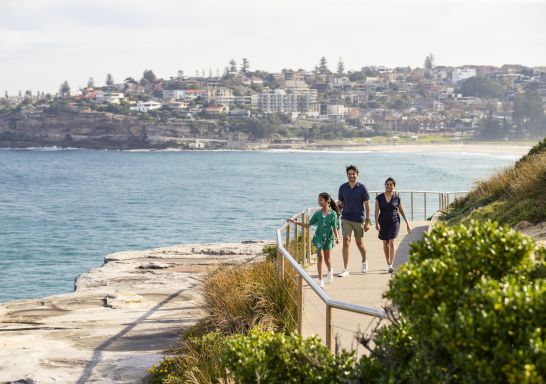 Family enjoying the Bondi to Coogee walk in Sydney East