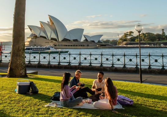 People enjoying a picnic at Hickson Road Reserve, The Rocks